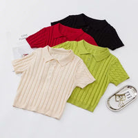 Load image into Gallery viewer, Women Solid Color Polo Shirts Knitwear Wholesale 220224208
