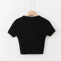 Load image into Gallery viewer, Women Solid Color Polo Shirts Knitwear Wholesale 220224208
