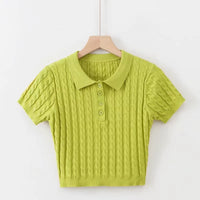 Load image into Gallery viewer, Women Solid Color Polo Shirts Knitwear Wholesale 220224208
