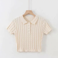 Load image into Gallery viewer, Women Solid Color Polo Shirts Knitwear Wholesale 220224208
