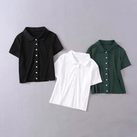 Load image into Gallery viewer, Women Solid Color Polo Shirts Wholesale 220224216
