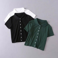 Load image into Gallery viewer, Women Solid Color Polo Shirts Wholesale 220224216
