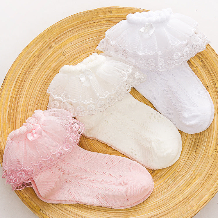 Girls Solid Color Bow Accessories Socks Wholesale 22030203