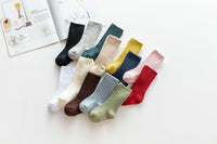 Load image into Gallery viewer, Girls Boys Solid Color Muslin&amp;Ribbed Accessories Socks Wholesale 220302109

