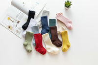 Load image into Gallery viewer, Girls Boys Solid Color Muslin&amp;Ribbed Accessories Socks Wholesale 220302109
