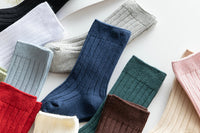 Load image into Gallery viewer, Girls Boys Solid Color Muslin&amp;Ribbed Accessories Socks Wholesale 220302109
