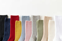 Load image into Gallery viewer, Girls Boys Solid Color Muslin&amp;Ribbed Accessories Socks Wholesale 220302109
