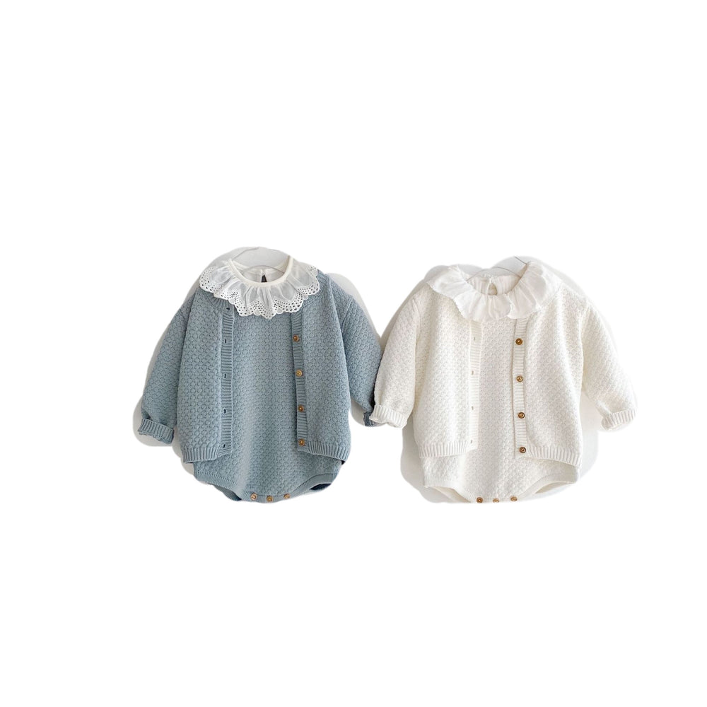 2 Pieces Set Baby Unisex Solid Color Cardigan And Rompers Wholesale 220302119