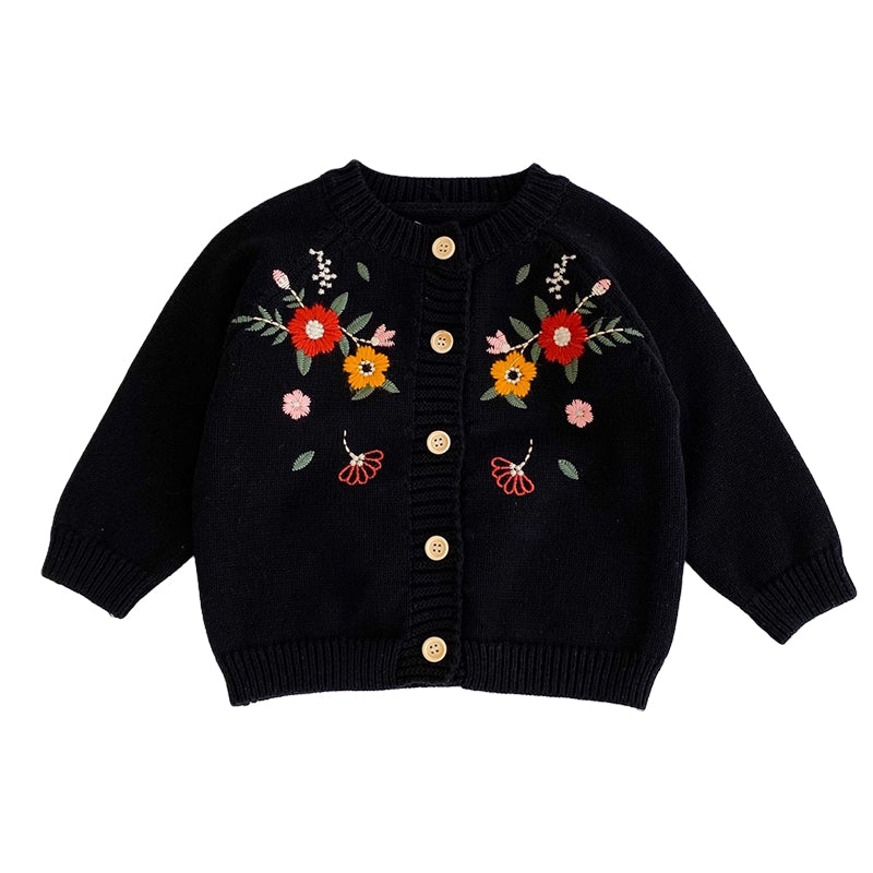 Baby Kid Girls Solid Color Embroidered Cardigan Wholesale 220302127
