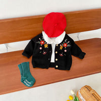 Load image into Gallery viewer, Baby Kid Girls Solid Color Embroidered Cardigan Wholesale 220302127
