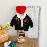 Load image into Gallery viewer, Baby Kid Girls Solid Color Embroidered Cardigan Wholesale 220302127
