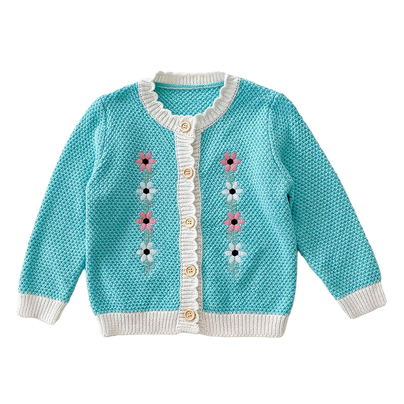 Baby Kid Girls Flower Crochet Cardigan Knitwear And Rompers Wholesale 220302135