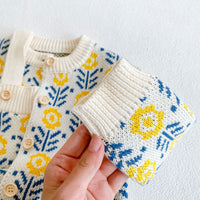 Load image into Gallery viewer, Baby Kid Girls Flower Crochet Cardigan And Rompers Wholesale 220302137
