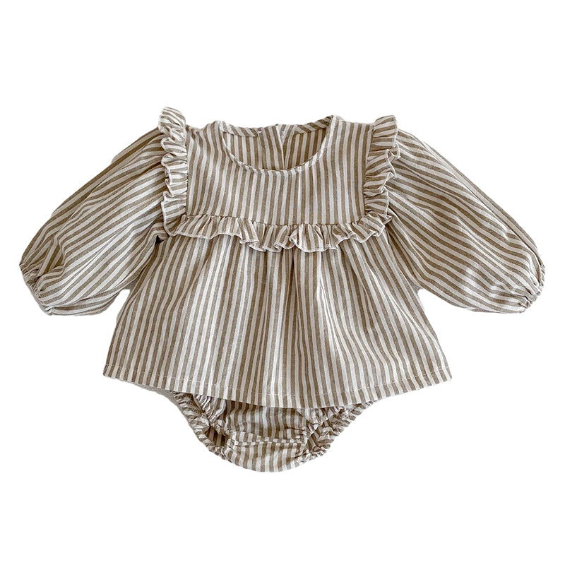 2 Pieces Set Baby Girls Striped Dresses And Shorts Wholesale 220302155