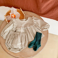 Load image into Gallery viewer, 2 Pieces Set Baby Girls Striped Dresses And Shorts Wholesale 220302155
