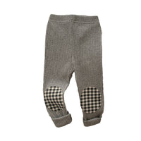 Load image into Gallery viewer, Baby Kid Girls Checked Muslin&amp;Ribbed Pants Leggings Wholesale 220302161
