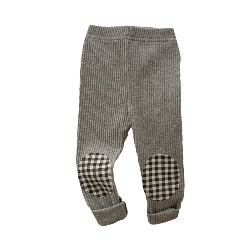 Baby Kid Girls Checked Muslin&Ribbed Pants Leggings Wholesale 220302161