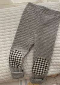 Load image into Gallery viewer, Baby Kid Girls Checked Muslin&amp;Ribbed Pants Leggings Wholesale 220302161
