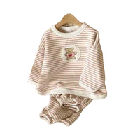 Load image into Gallery viewer, 2 Pieces Set Baby Kid Unisex Striped Cartoon Print Tops And Pants Wholesale 220302170

