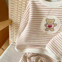 Load image into Gallery viewer, 2 Pieces Set Baby Kid Unisex Striped Cartoon Print Tops And Pants Wholesale 220302170

