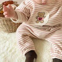 Load image into Gallery viewer, 2 Pieces Set Baby Kid Unisex Striped Cartoon Print Tops And Pants Wholesale 220302170
