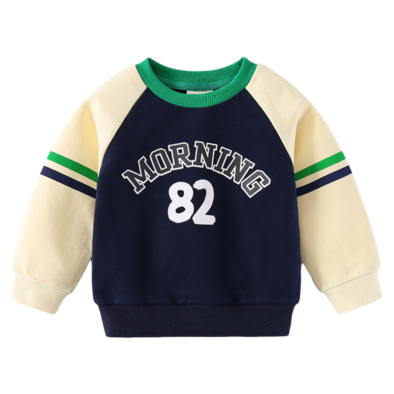 Baby Kid Boys Striped Letters Color-blocking Hoodies Swearshirts Wholesale 220302185