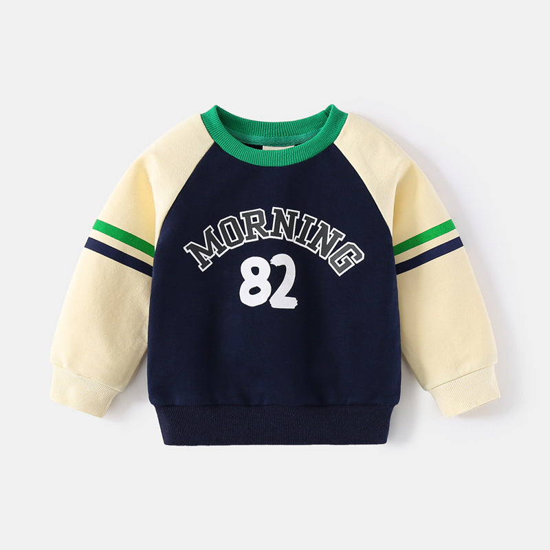 Baby Kid Boys Striped Letters Color-blocking Hoodies Swearshirts Wholesale 220302185