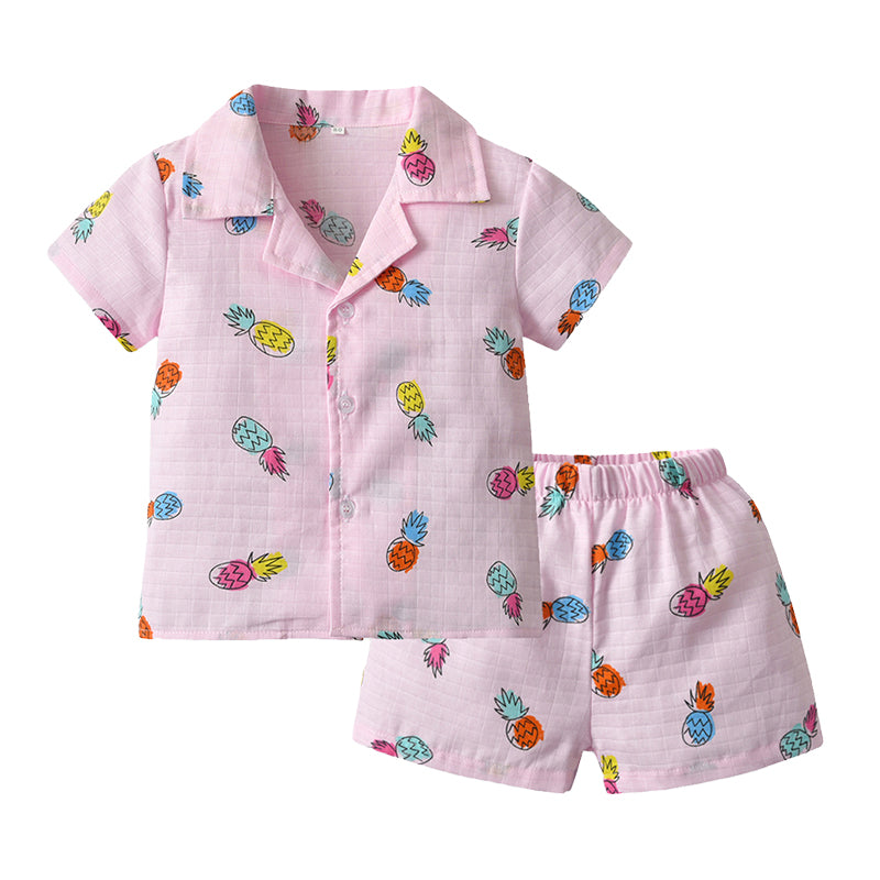2 Pieces Set Baby Kid Unisex Fruit Cartoon Print Shirts And Shorts Wholesale 220302194