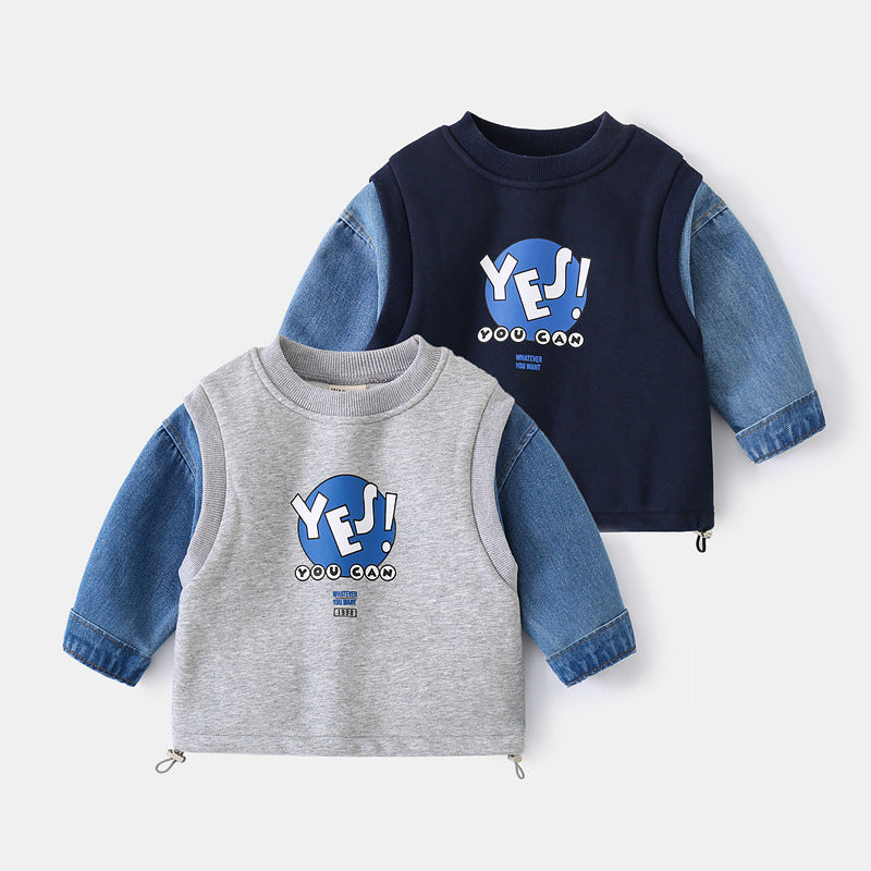 Baby Kid Boys Letters Color-blocking Tops Wholesale 220302195