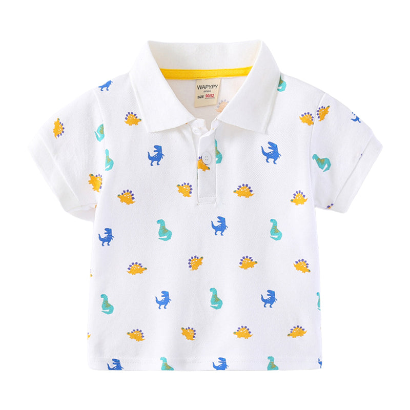 Baby Kid Boys Dinosaur Cartoon Print T-Shirts Polo Shirts Wholesale 220302198