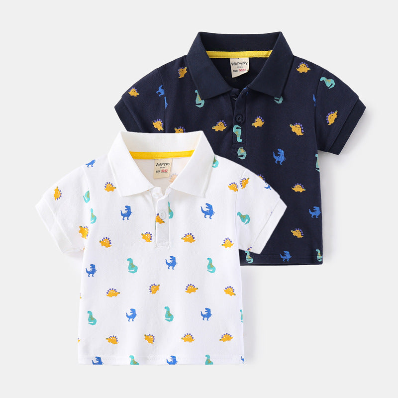 Baby Kid Boys Dinosaur Cartoon Print T-Shirts Polo Shirts Wholesale 220302198
