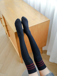 Load image into Gallery viewer, Girls Striped Muslin&amp;Ribbed Accessories Socks Wholesale 22030220

