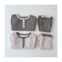 Load image into Gallery viewer, 2 Pieces Set Baby Kid Boys Color-blocking Muslin&amp;Ribbed Tops And Pants Wholesale 220302203
