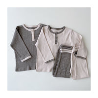 Load image into Gallery viewer, 2 Pieces Set Baby Kid Boys Color-blocking Muslin&amp;Ribbed Tops And Pants Wholesale 220302203
