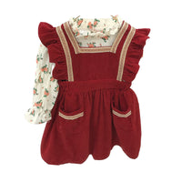 Load image into Gallery viewer, 2 Pieces Set Baby Kid Girls Flower Print Tops And Lace Dresses Wholesale 220302206
