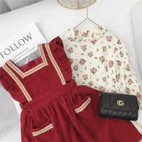 Load image into Gallery viewer, 2 Pieces Set Baby Kid Girls Flower Print Tops And Lace Dresses Wholesale 220302206
