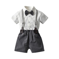 Load image into Gallery viewer, 2 Pieces Set Baby Kid Boys Birthday Party Solid Color Bow Shirts And Shorts Suits Wholesale 220302208
