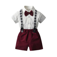Load image into Gallery viewer, 2 Pieces Set Baby Kid Boys Birthday Party Solid Color Bow Shirts And Shorts Suits Wholesale 220302208

