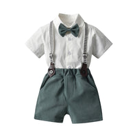 Load image into Gallery viewer, 2 Pieces Set Baby Kid Boys Birthday Party Solid Color Bow Shirts And Shorts Suits Wholesale 220302208
