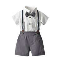 Load image into Gallery viewer, 2 Pieces Set Baby Kid Boys Birthday Party Solid Color Bow Shirts And Shorts Suits Wholesale 220302208
