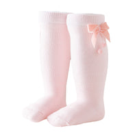 Load image into Gallery viewer, Girls Solid Color Bow Muslin&amp;Ribbed Accessories Socks Wholesale 22030221
