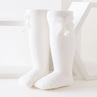 Load image into Gallery viewer, Girls Solid Color Bow Muslin&amp;Ribbed Accessories Socks Wholesale 22030221
