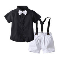 Load image into Gallery viewer, 2 Pieces Set Baby Kid Boys Birthday Party Bow Shirts And Solid Color Rompers Wholesale 220302219
