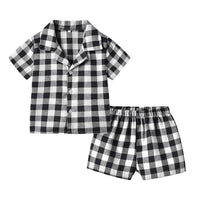 Load image into Gallery viewer, 2 Pieces Set Baby Kid Unisex Checked Shirts And Shorts Sleepwears Wholesale 220302220
