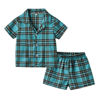 Load image into Gallery viewer, 2 Pieces Set Baby Kid Unisex Checked Shirts And Shorts Sleepwears Wholesale 220302220
