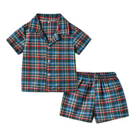 Load image into Gallery viewer, 2 Pieces Set Baby Kid Unisex Checked Shirts And Shorts Sleepwears Wholesale 220302220
