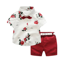 Load image into Gallery viewer, 2 Pieces Set Baby Kid Boys Flower Shirts And Solid Color Shorts Wholesale 220302224
