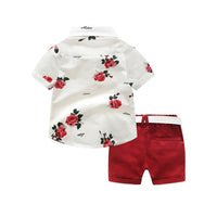 Load image into Gallery viewer, 2 Pieces Set Baby Kid Boys Flower Shirts And Solid Color Shorts Wholesale 220302224
