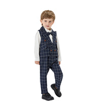Load image into Gallery viewer, 3 Pieces Set Baby Kid Boys Dressy Bow Shirts Checked Vests Waistcoats And Suits Trousers Wholesale 220302236
