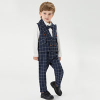 Load image into Gallery viewer, 3 Pieces Set Baby Kid Boys Dressy Bow Shirts Checked Vests Waistcoats And Suits Trousers Wholesale 220302236
